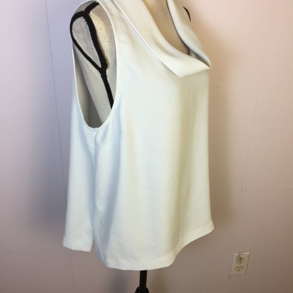 Vince Camuto Blouse Top Size L Womans Light Blue Sleeveless Cowl Neck Chiffon - Picture 7 of 12